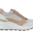 Geox scarpa sneakers da donna con tallone rialzato SPHERICA EC13 bianco spento - beige