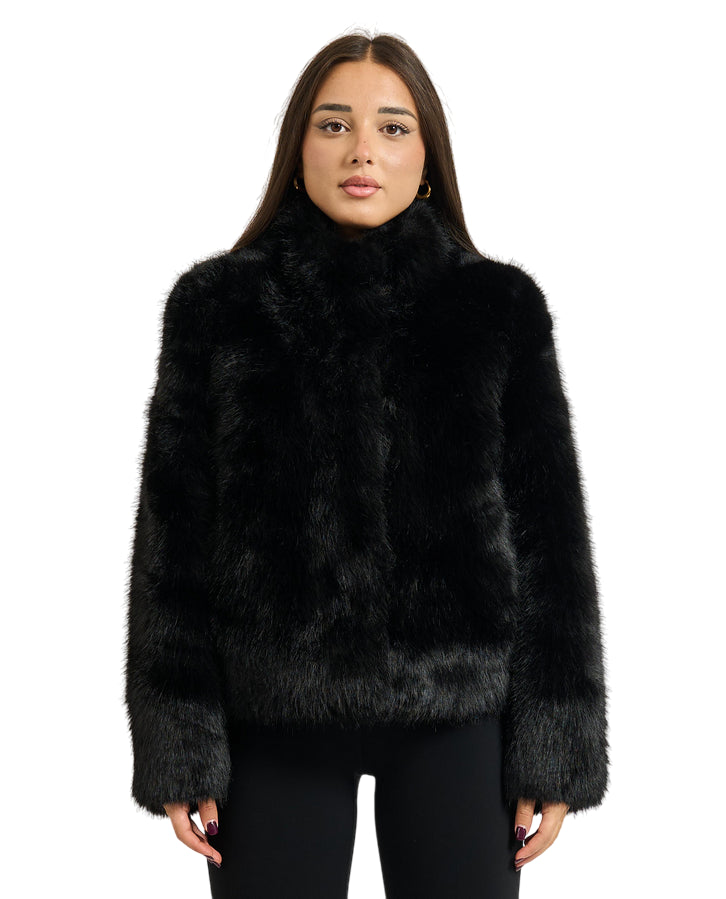 Giacca corta ecopelliccia donna 1382 G004 0801 Nero 