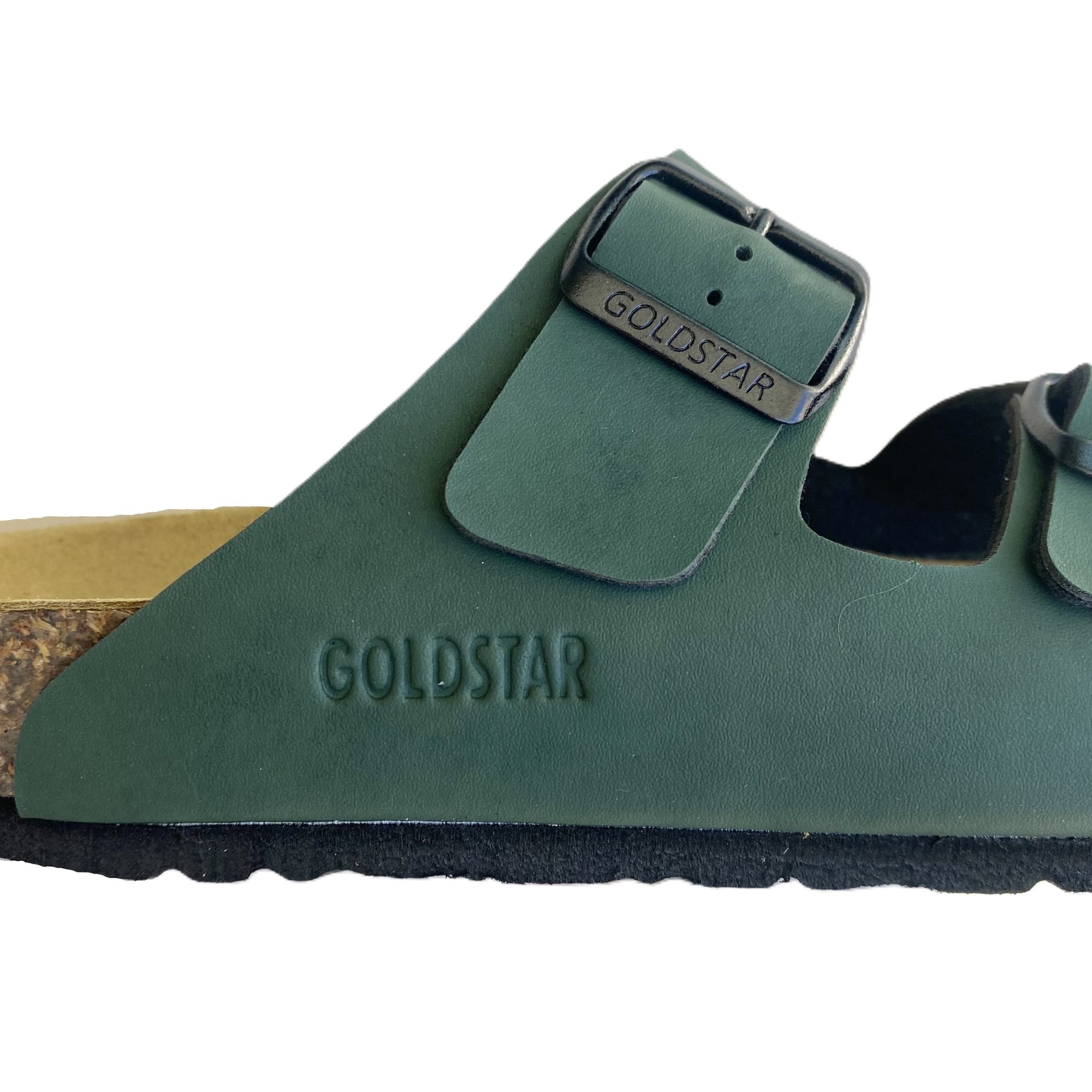 Godlstar ciabatta da donna con plaltare anatomico e 2 fasce con fibbie GS823 verde