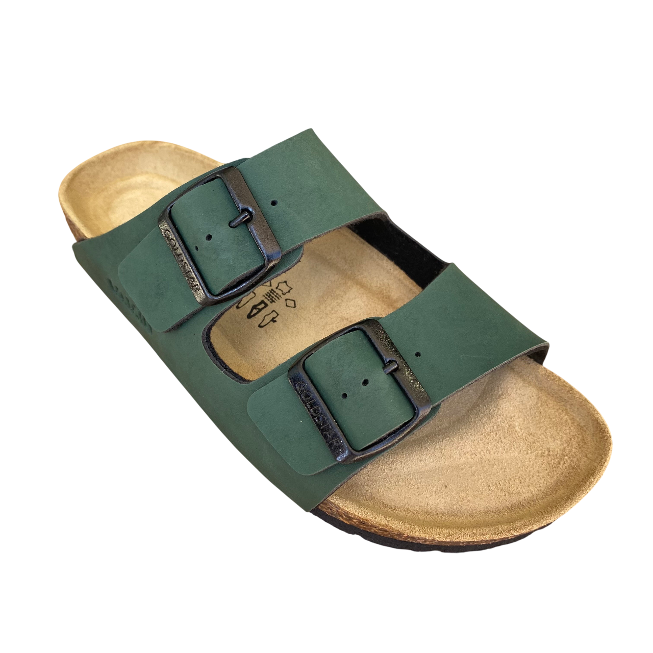 Godlstar ciabatta da donna con plaltare anatomico e 2 fasce con fibbie GS823 verde