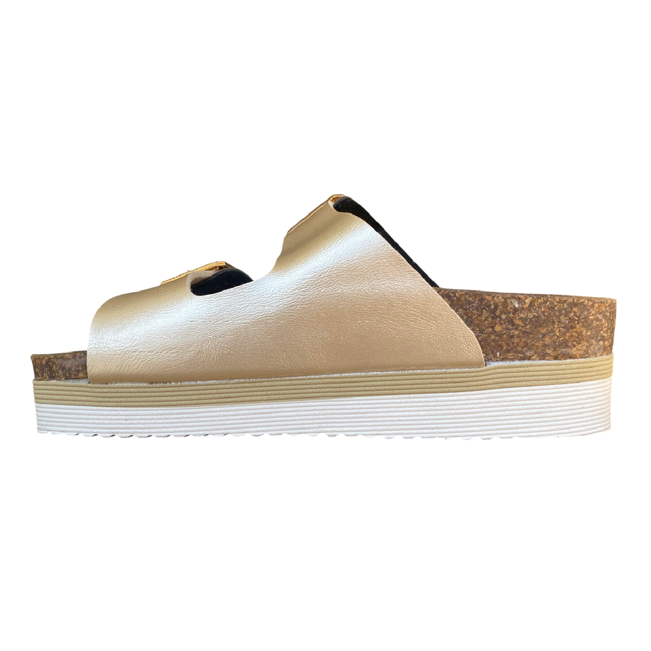 Goldstar ciabatta da donna con sottopiede in pelle a 2 fasce 1 regolabile e l'altra con applicazione GS4888M beige