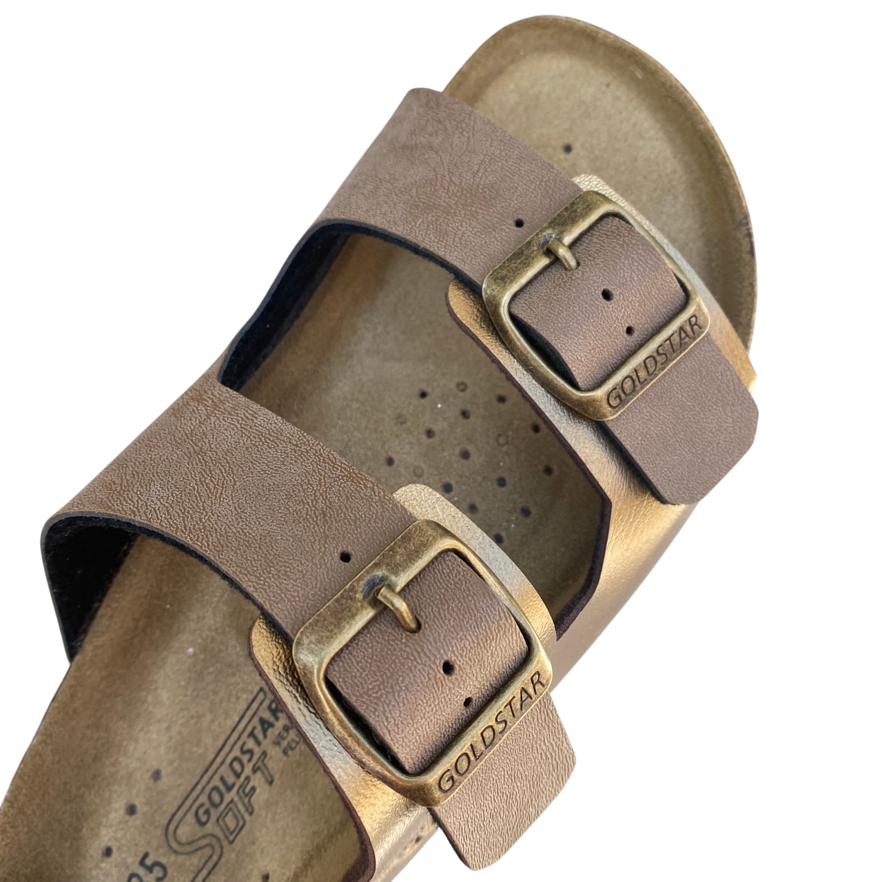 Goldstar ciabatta da donna con sottopiede in pelle a 2 fasce con fibbie GS4800V bronzo
