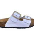 Goldstar ciabatta da donna sottopiede in pelle con 2 fibbie con strass GS31801QS bianco