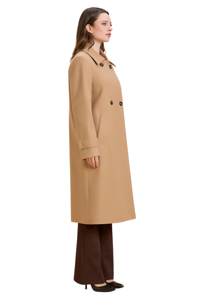 Griffai Cappotto Lungo Doppiopetto Donna DGF6073 Cammello – Eleganza Calda - LATERALE