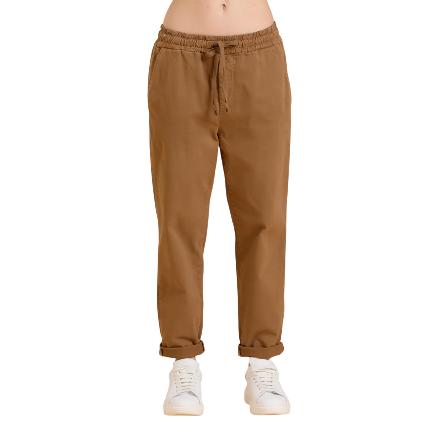 Griffai D6010: Pantalaccio in Gabardina Donna Biscotto - frontale
