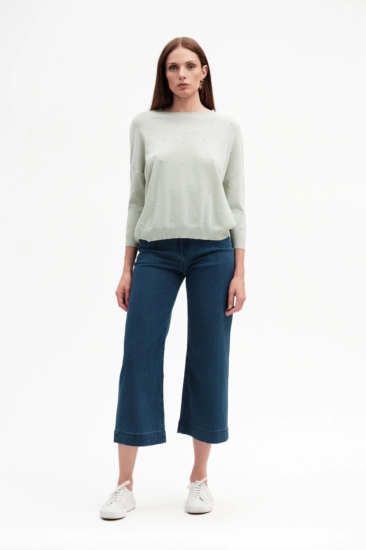 Griffai Jeans 5 tasche da donna Wide leg DGP7545 blu pantalone