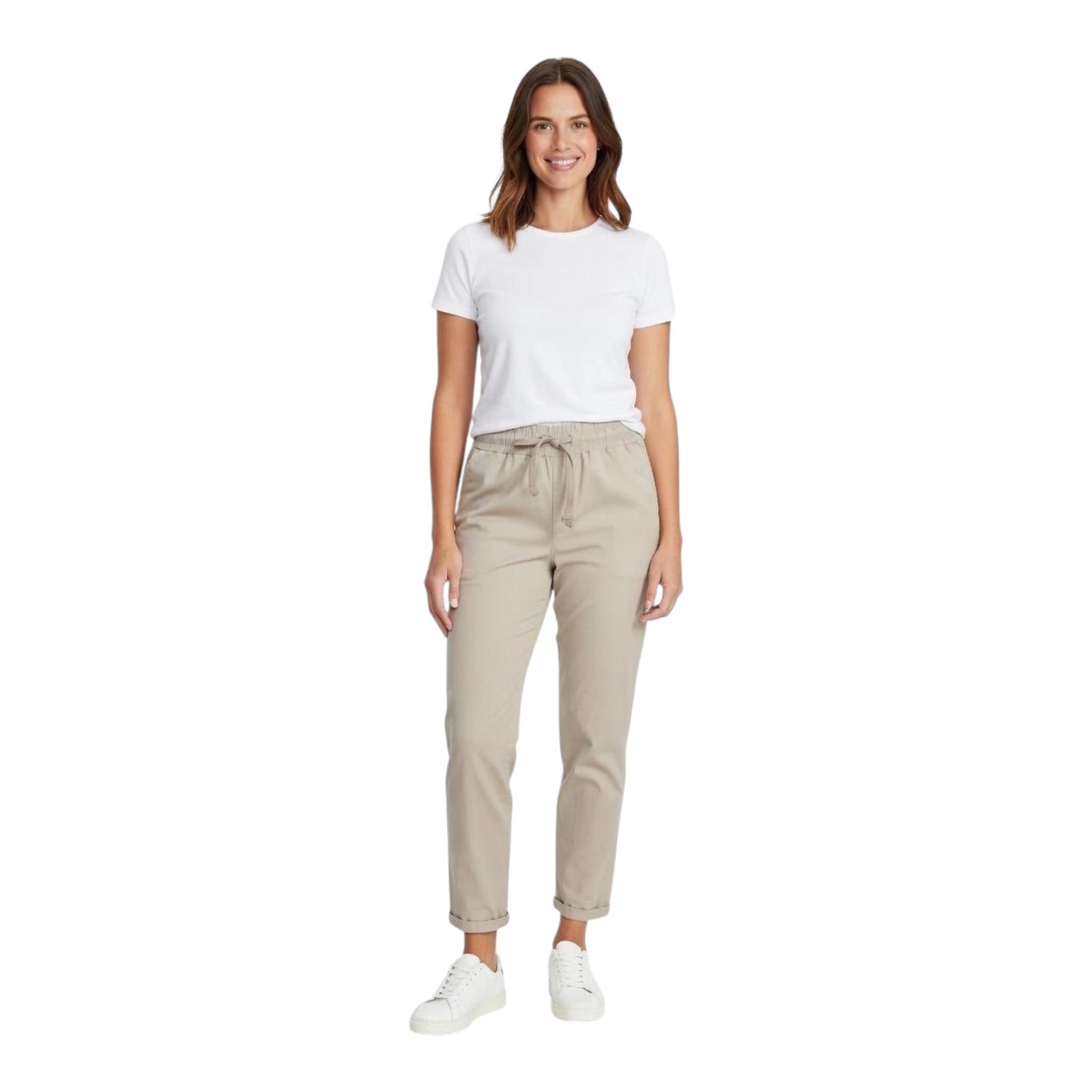 Griffai Pantalaccio in raso da donna con elastico in vita DGP7909 beige
