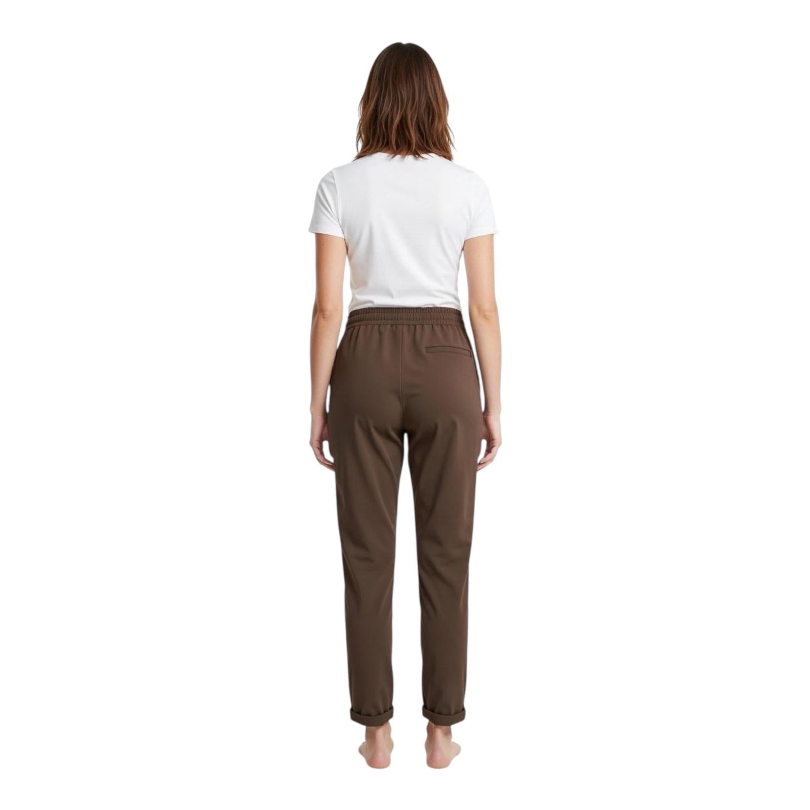 Griffai Pantalaccio in raso da donna con elastico in vita DGP7909 tabacco