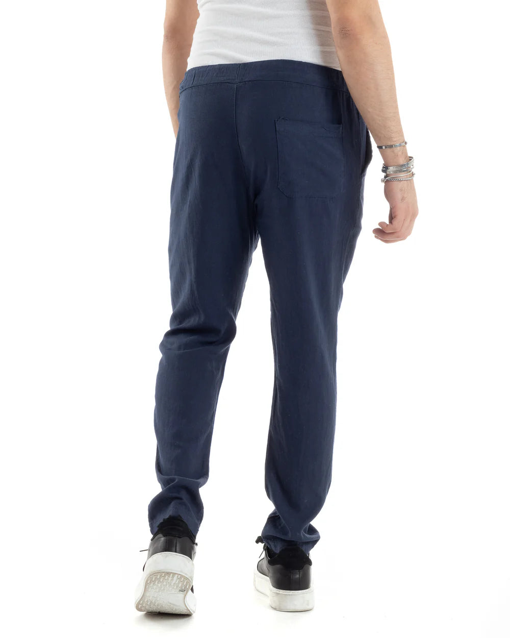 Griffai Pantalone Casual Lino Uomo Blu - UGP4559