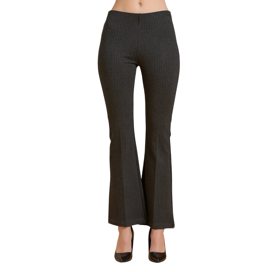 Griffai Pantalone donna a zampa Gessato Baby Lurex DGF5952 Grigio Scuro - frontale