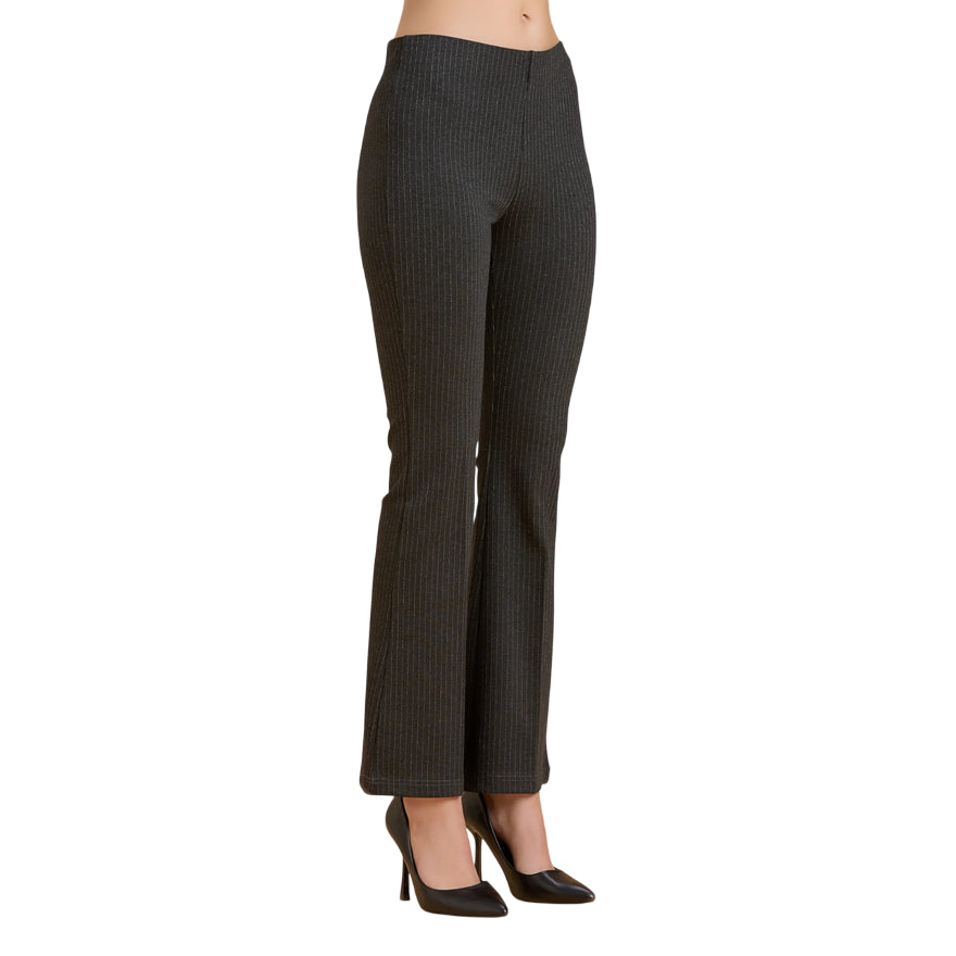 Griffai Pantalone donna a zampa Gessato Baby Lurex DGF5952 Grigio Scuro - laterale