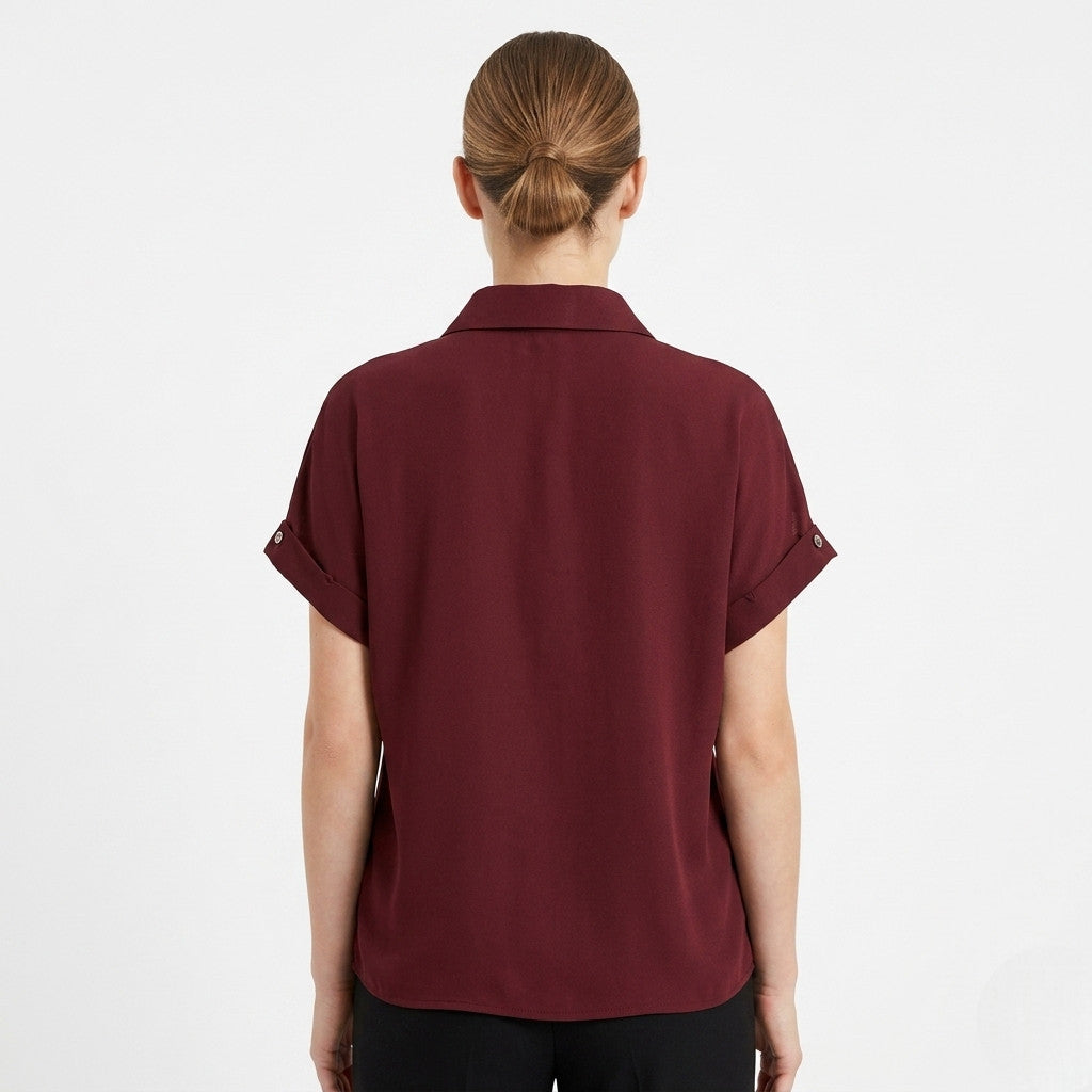 Griffai camicia corta da donna in seta DGP7853 barolo