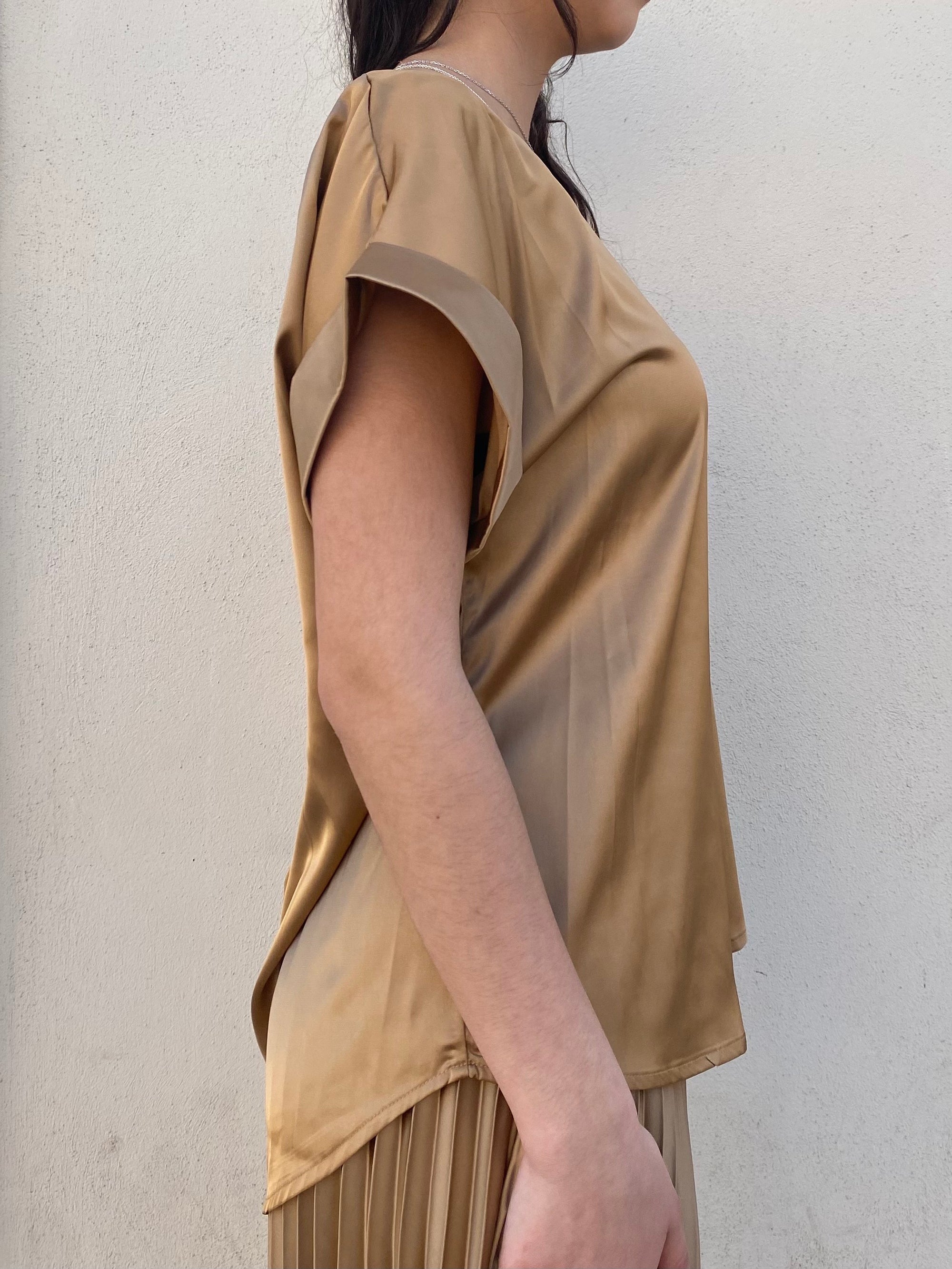 Griffai casacca manica corta da donna in raso DGP6687 bronzo