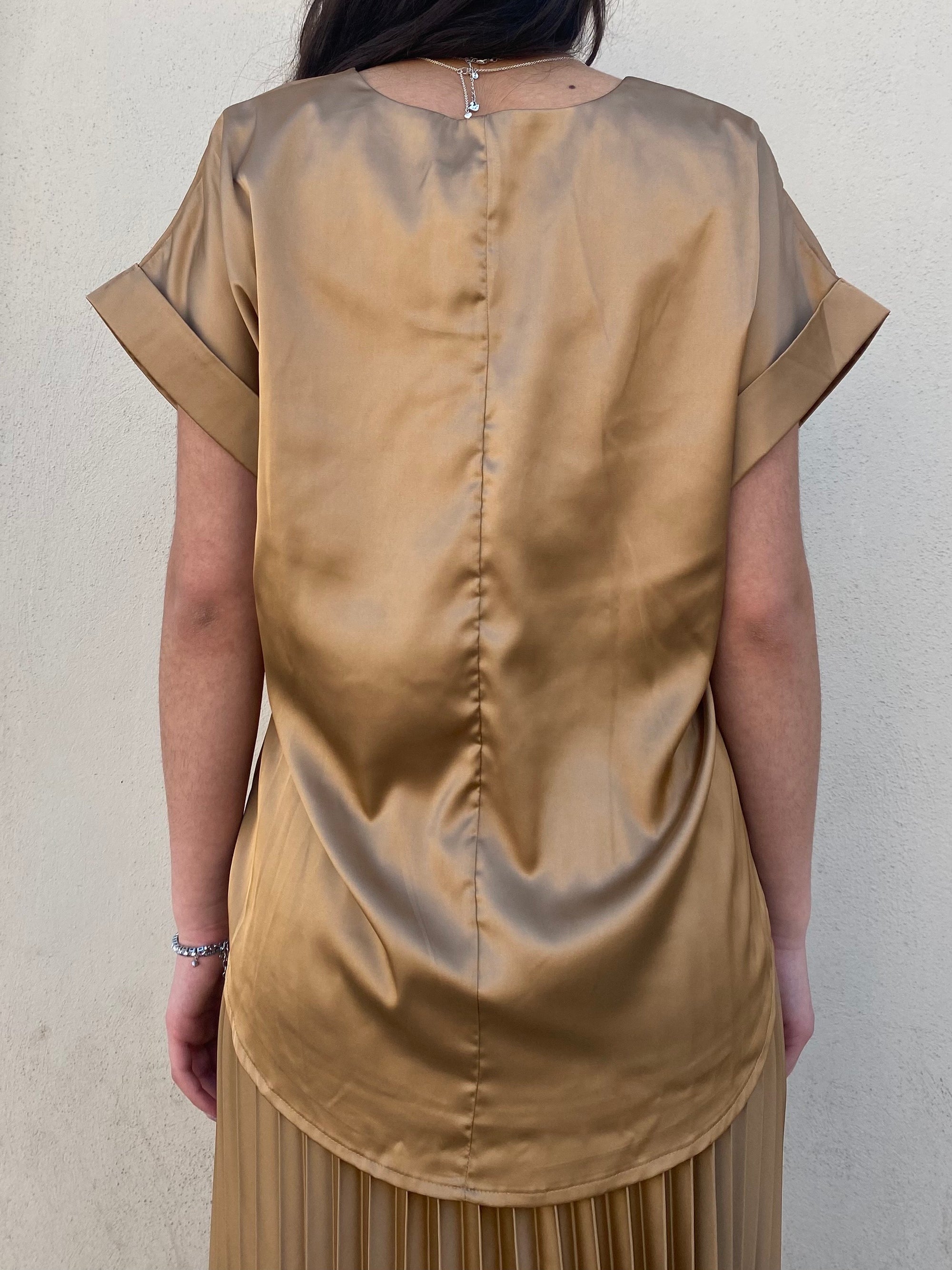 Griffai casacca manica corta da donna in raso DGP6687 bronzo