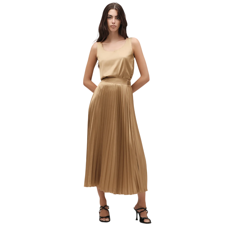 Griffai gonna da donna longuette plissè in raso DGP6685 bronzo