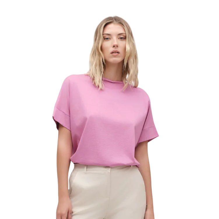 Griffai maglietta manica corta da donna asimmetrica DGP6516 fucsia