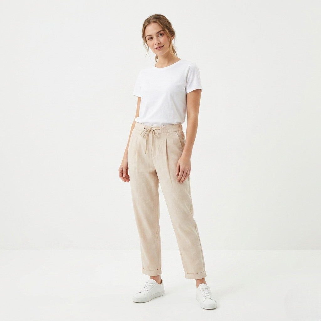 Griffai pantalone casual in lino uomo UGP4559 beige