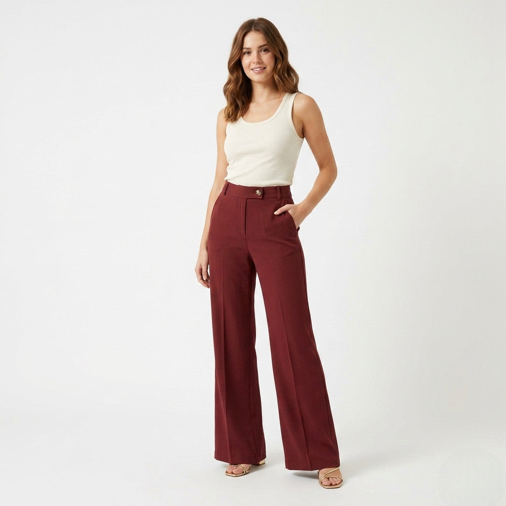 Griffai pantalone largo casual donna DGP7857 barolo