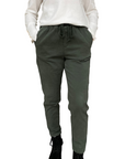 Griffai pantalaccio con coulisse da donna in gabardina DGF4715 verde militare