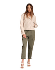 Griffai pantalone da donna con elastico in vita e tasconi DGP5065 militare