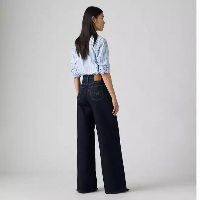 Levi's pantalone jeans da donna 728 a vita alta con gamba ampia 0039B0001 blu scuro