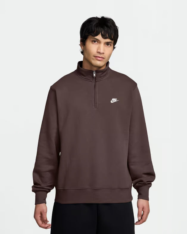 Nike Felpa Sportswear Club in fleece con zip a metà lunghezza - Uomo FN3864-237 marrone