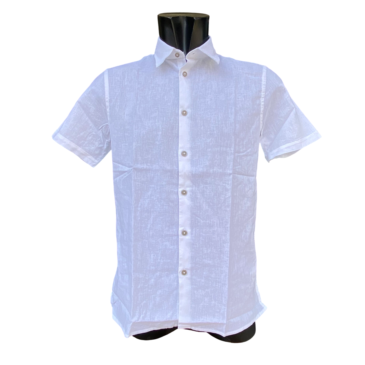 Hamaki-Ho camicia manica corta da uomo in lino e cotone CE1261H bianco