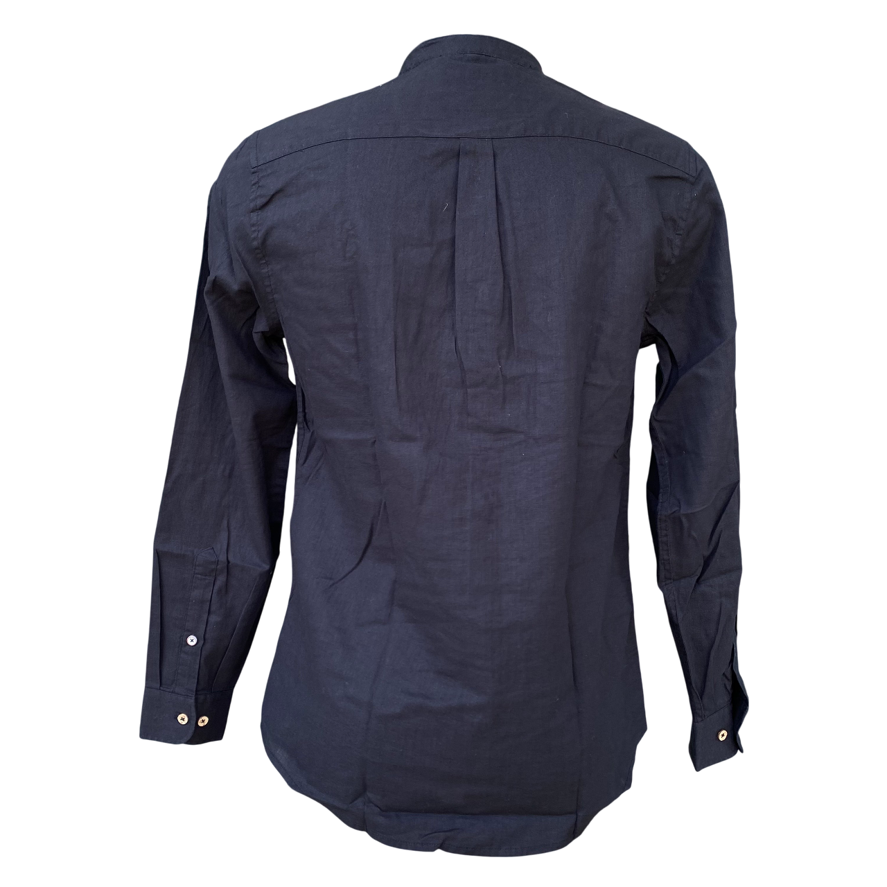 Hamaki-Ho camicia manica lunga da uomo con collo coreano in lino e cotone CE1258H nero