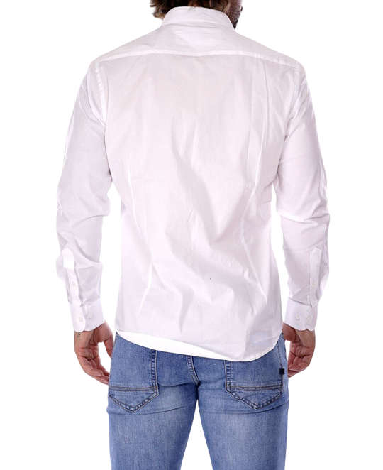 Hamaki-Ho camicia manica lunga da uomo in cotone stretch CI1200H bianco