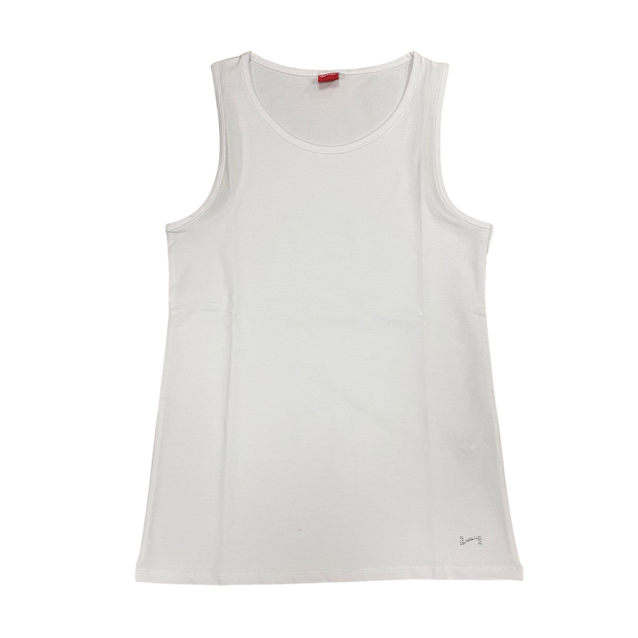 Hangar93 canotta da donna con logo strass Z633D BCO02 bianco