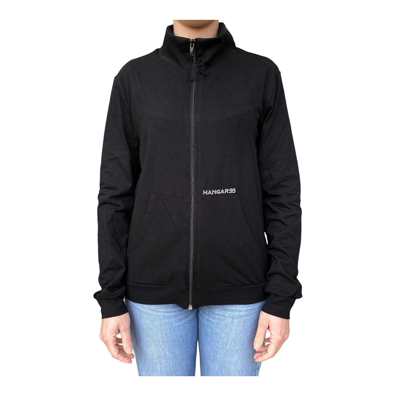 Hangar felpa con cerniera intera in cotone  jersey Z656D nero
