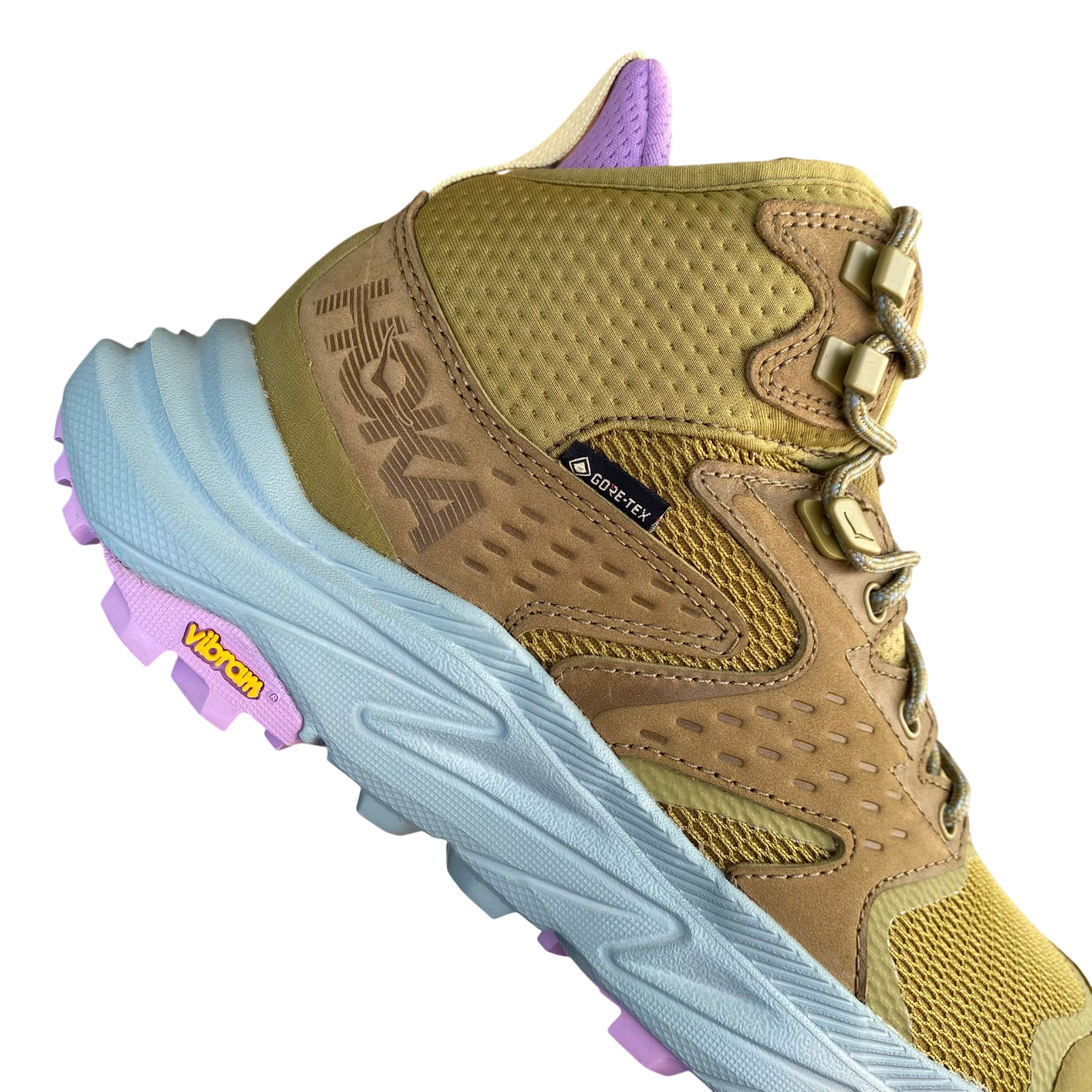 Scarpe da trekking impermeabili Hoka One One Anacapa 2 Mid con tecnologia GORE-TEX per escursioni outdoor, vista tacco 