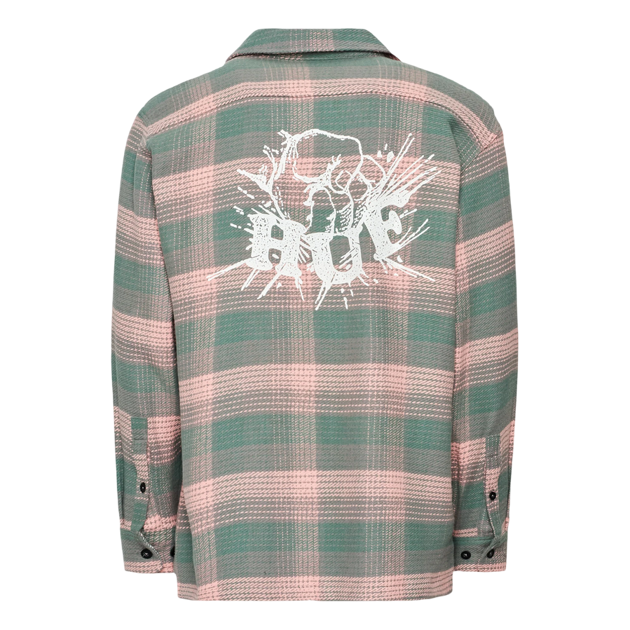 Huf Camicione unisex in flanella a quadri con ricamo Smash BU00168 rosa