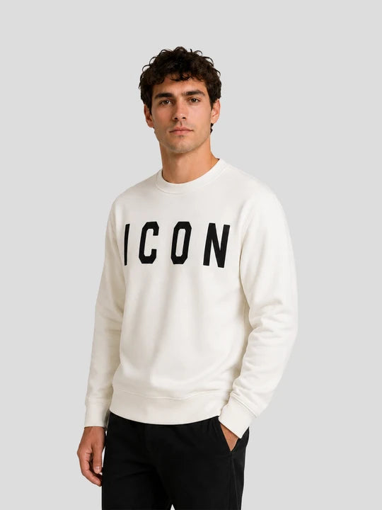 Icon Logo IUF008C Uomo Bianco - Felpa Girocollo