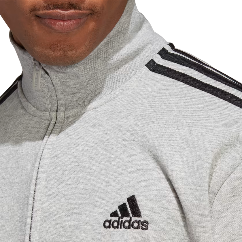 Adidas Tuta da uomo in cotone garzato Basic 3-Stripes Frecnh Terry IC6748 grigio-nero