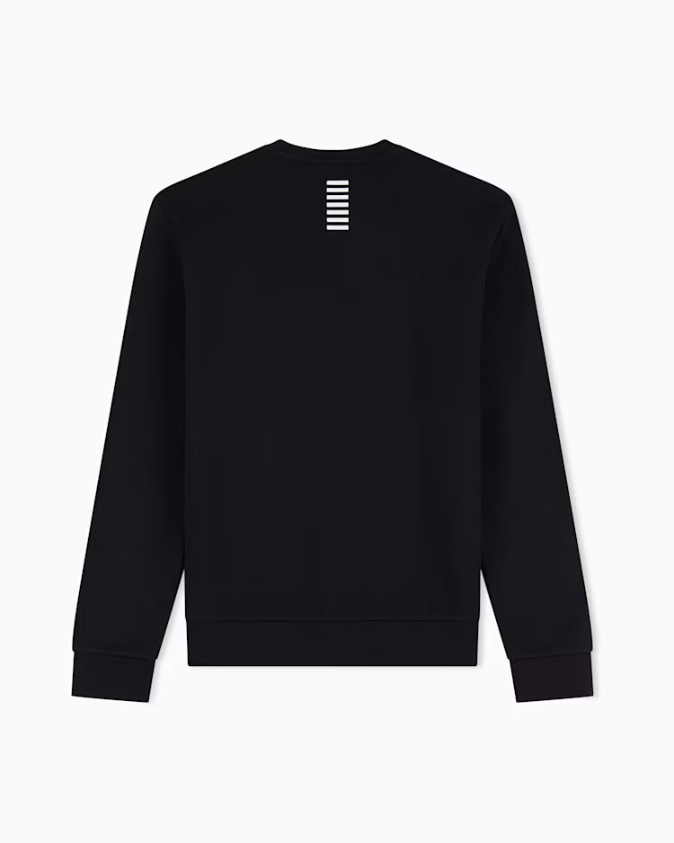 EA7 ARMANI Felpa girocollo da uomo con logo sul petto Core Identity 8NPM34 PJVTZ 1200 nero