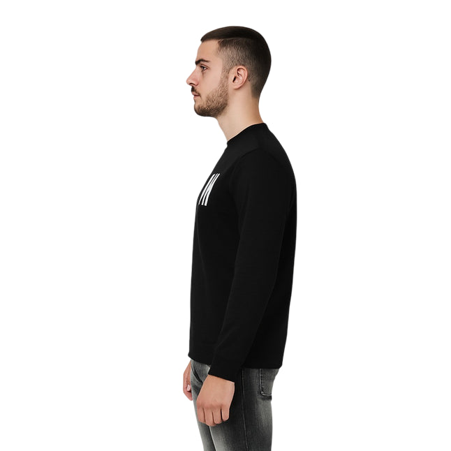 Icon Felpa Uomo Girocollo Nero ICUF2W6F001 – Casual, Confortevole e di Alta Qualità - laterale