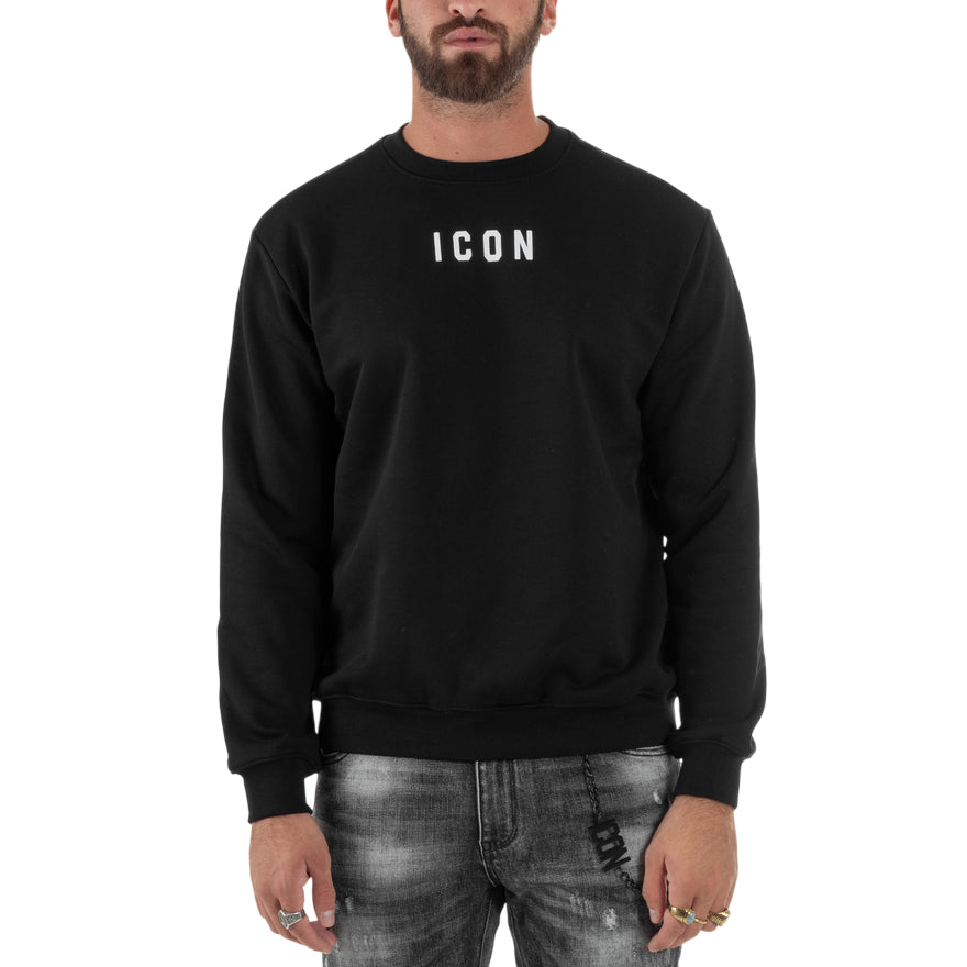 Icon Felpa Uomo Girocollo Nero ICUF2W6F006 – Casual, Calda e Versatile per Tutte le Occasioni