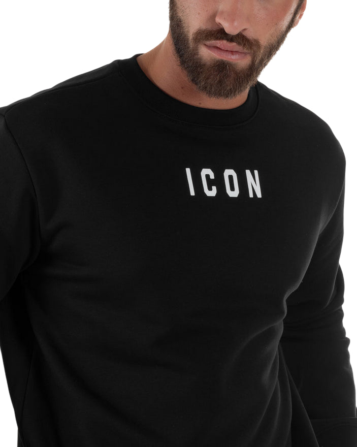 Icon Felpa Uomo Girocollo Nero ICUF2W6F006 – Casual, Calda e Versatile per Tutte le Occasioni - dettaglio