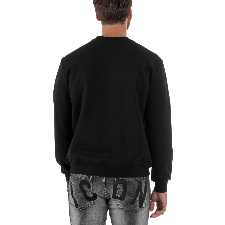Icon Felpa Uomo Girocollo Nero ICUF2W6F006 – Casual, Calda e Versatile per Tutte le Occasioni - retro
