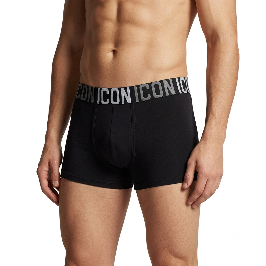 Icon Intimo uomo Boxer Logato colori in cotone elasticizzato IMU13 nero confezione da 3