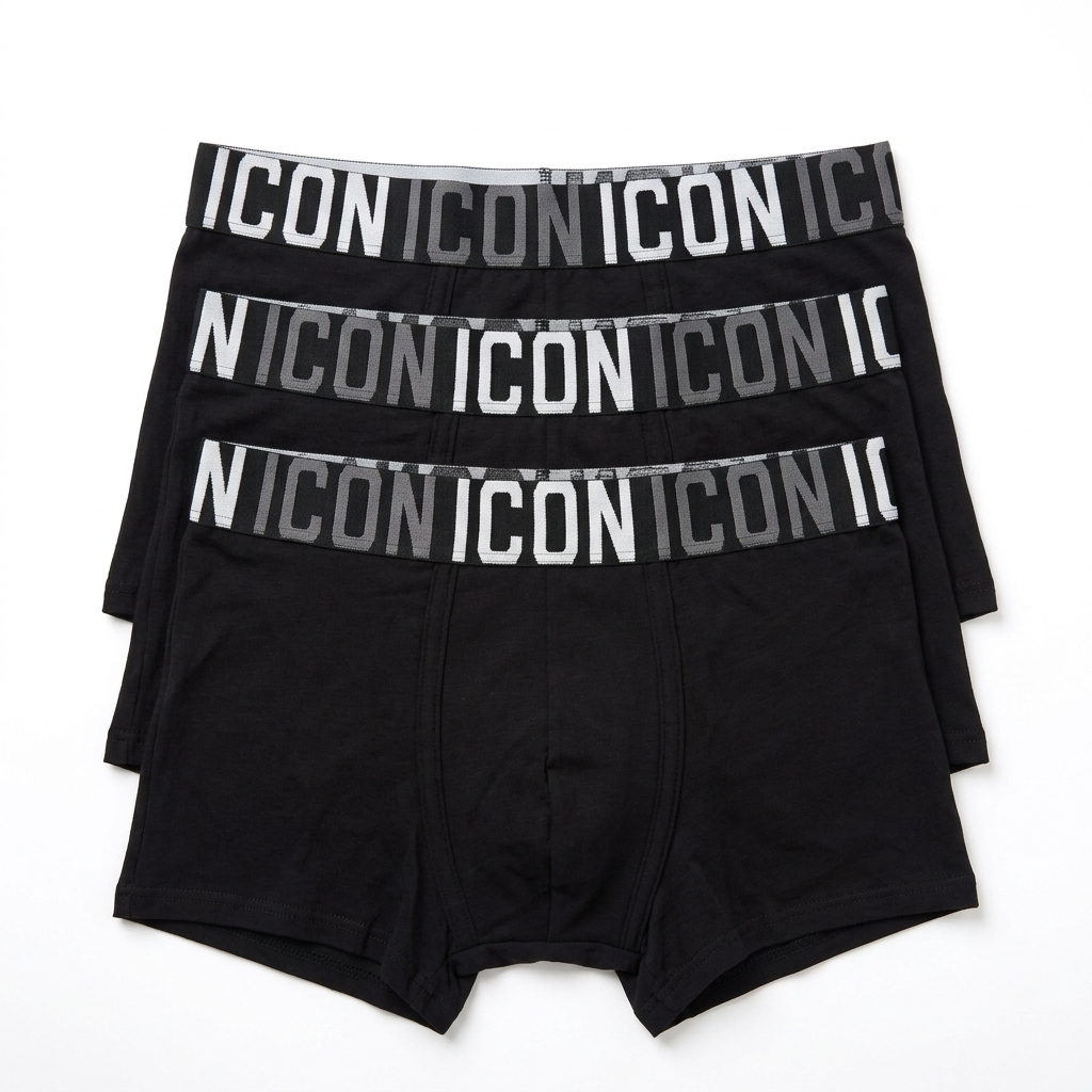 Icon Intimo uomo Boxer Logato colori in cotone elasticizzato IMU13 nero confezione da 3