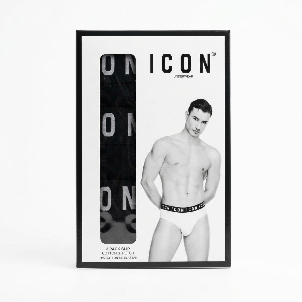 Icon Intimo uomo Slip in cotone elasticizzato IMU08 nero confezione da 3