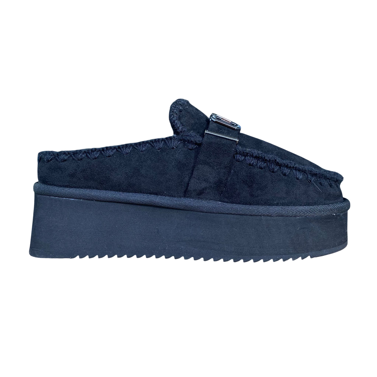 Icon Sabot mocassino donna IC05264SD nero, nabuk e pelliccia.