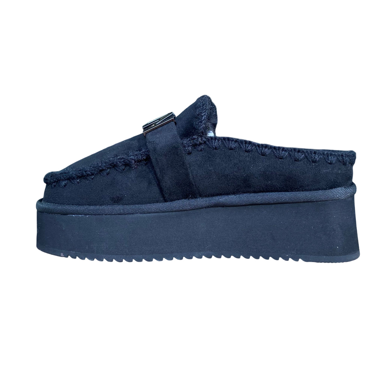 Icon Sabot mocassino donna IC05264SD nero, nabuk e pelliccia. - laterale