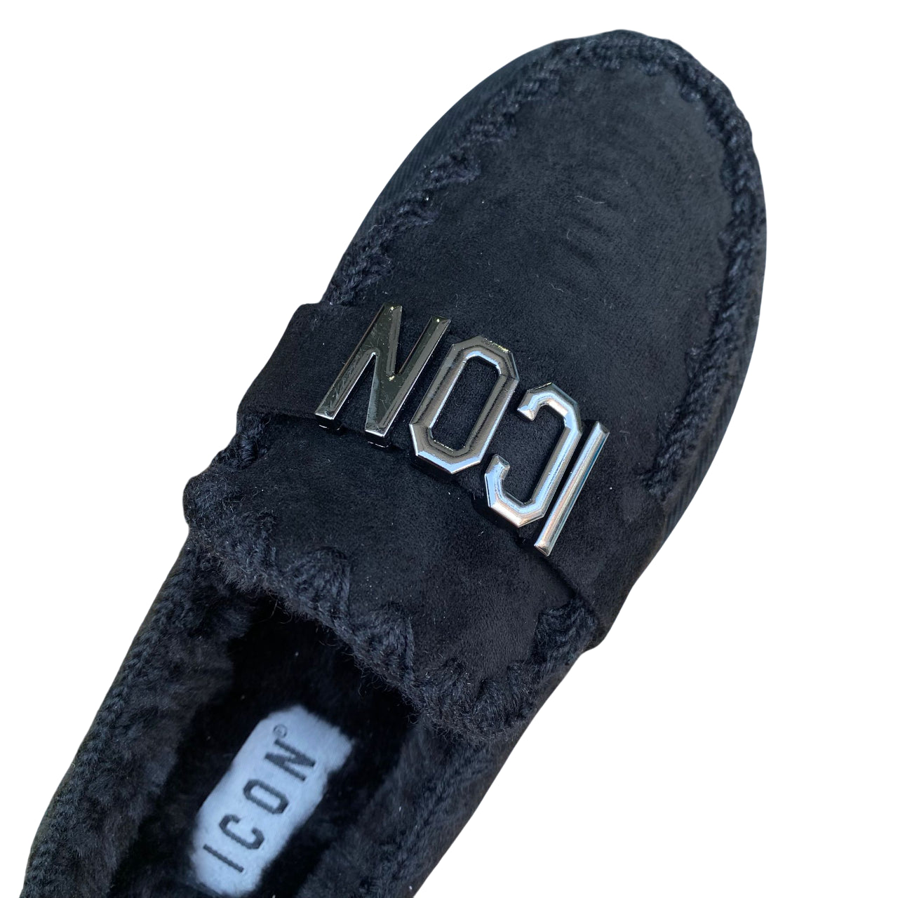 Icon Sabot mocassino donna IC05264SD nero, nabuk e pelliccia. - tomaia