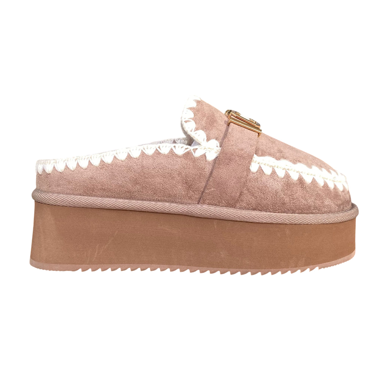 Icon Sabot mocassino donna IC05264SD tortora, nabuk e pelliccia.
