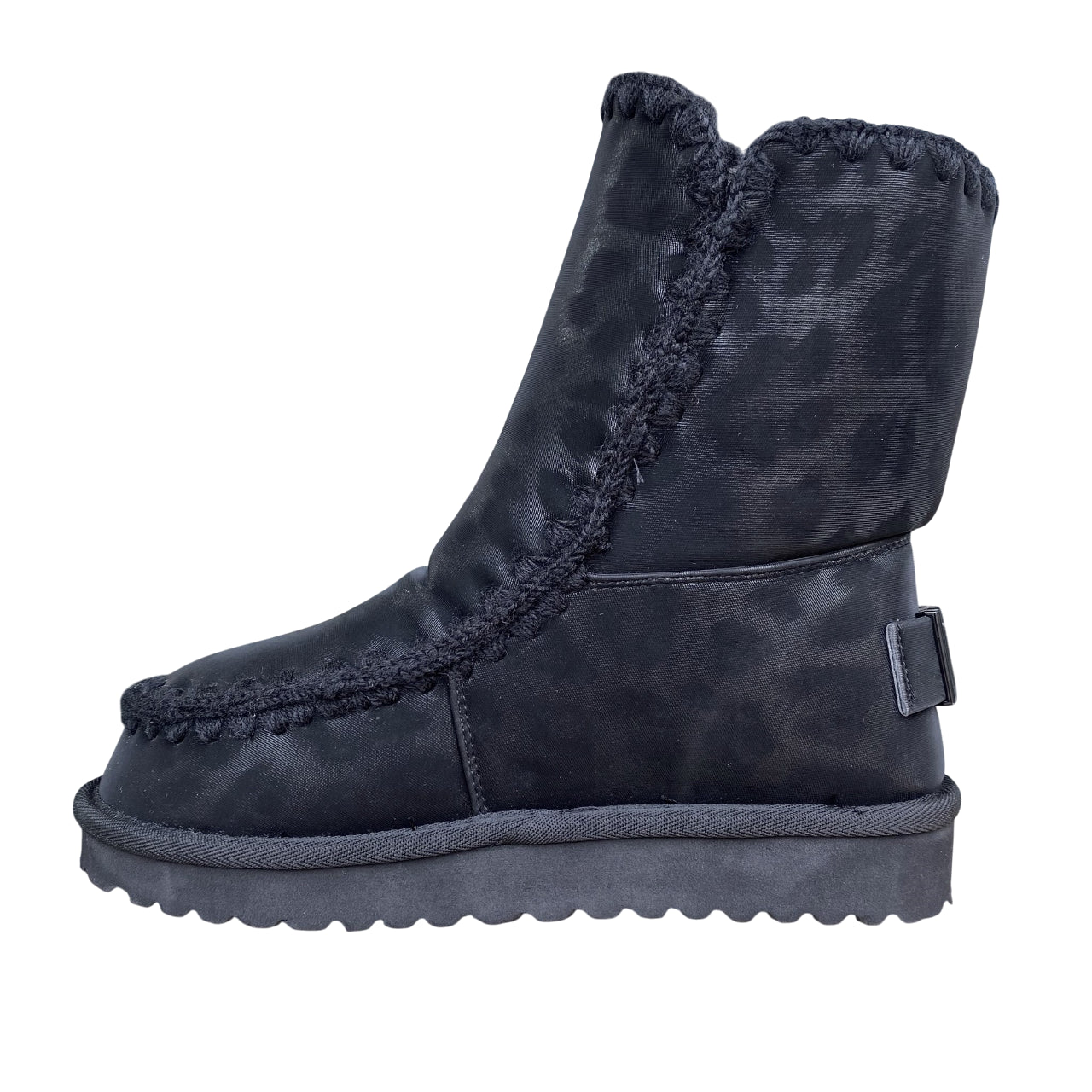 Icon Stivaletto IC05267SD nero, eco-pelle animalier, pelliccia e logo nero. - laterale