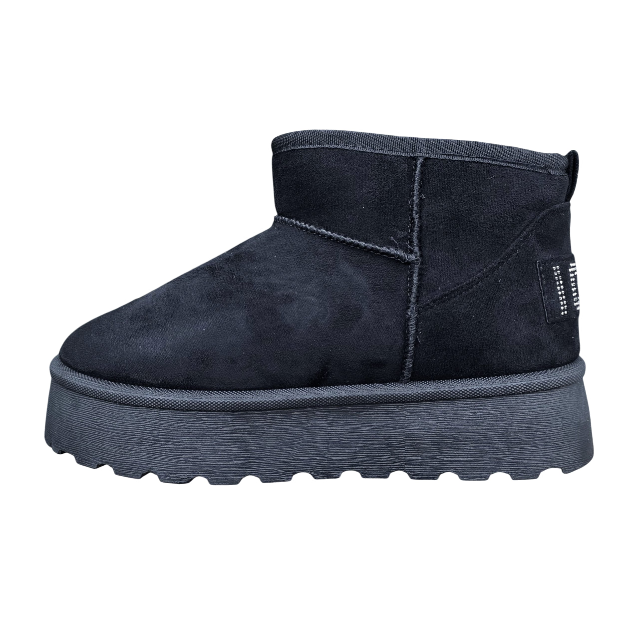 Icon Tronchetto donna IC04416SD nero, nabuk, pelliccia interna e logo brillantino. - laterale