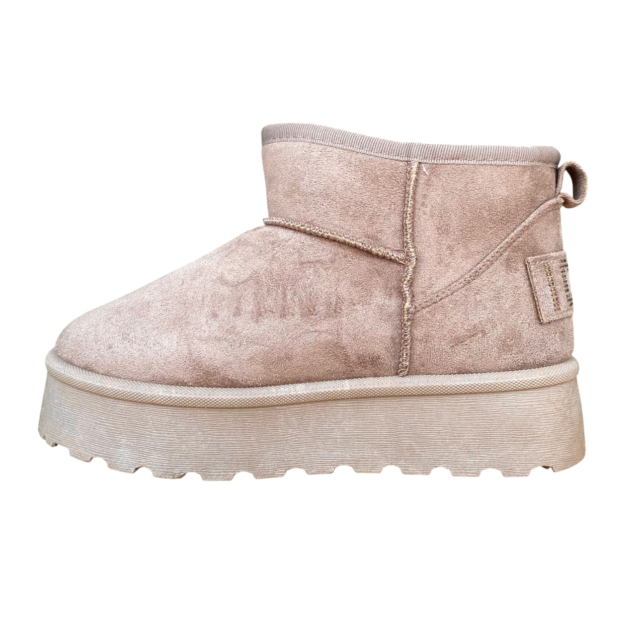 Icon Tronchetto donna IC04416SD tortora, nabuk, pelliccia interna e logo brillantino. - laterale